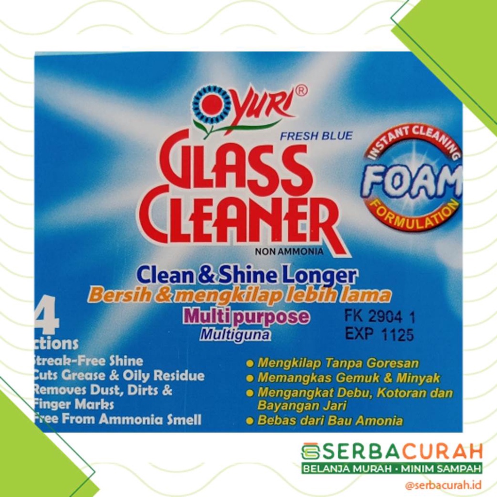 Yuri Glass Cleaner | Pembersih Kaca | Isi Ulang 500 ml + Botol Bekas