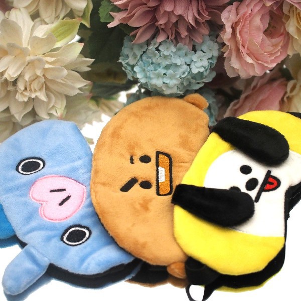 Penutup Mata Tidur BT21 BTS Bahan Bulu Halus Masker Mata Sleeping Eye Mask Eyemask Travel