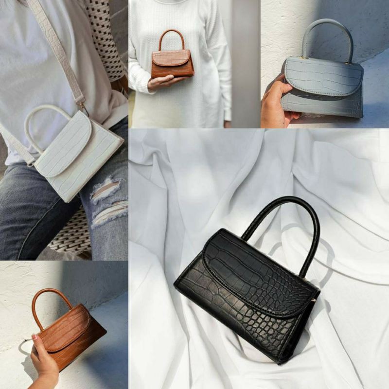 MIZU CROCO HANDLE + SELEMPANG BAG-ABU