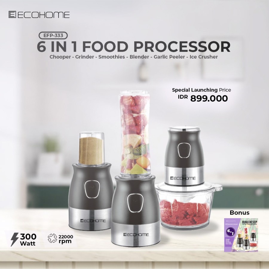 Ecohome Food Processor 6 in 1 EFP-333 Food Chopper EFP333