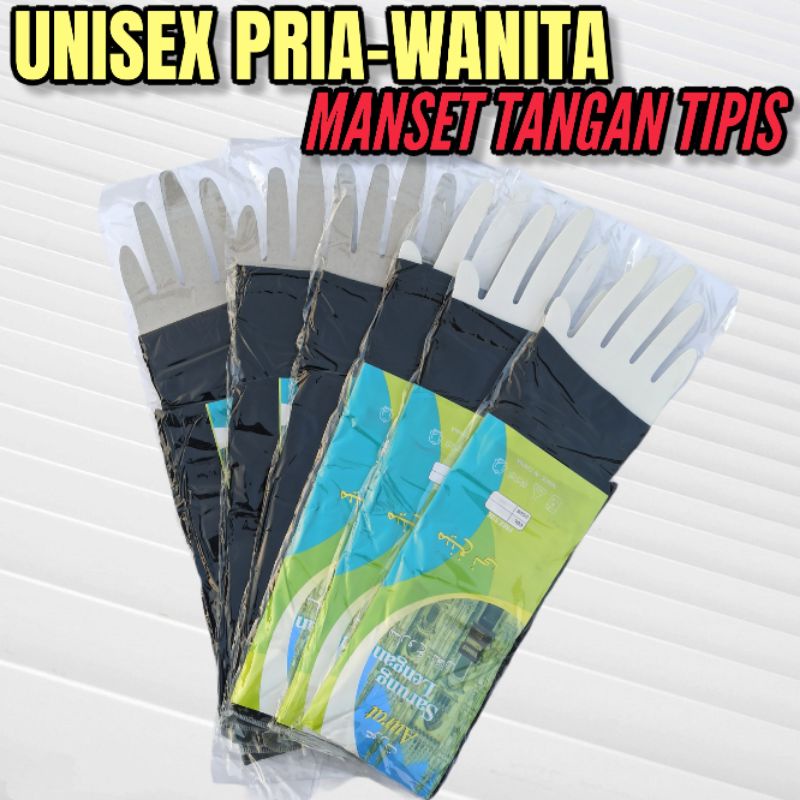 Manset Tangan Pria dan Wanita Tebal dan Panjang Manset Tangan Muslimah Manset Lengan Sarung Lengan-hitam tipis polos