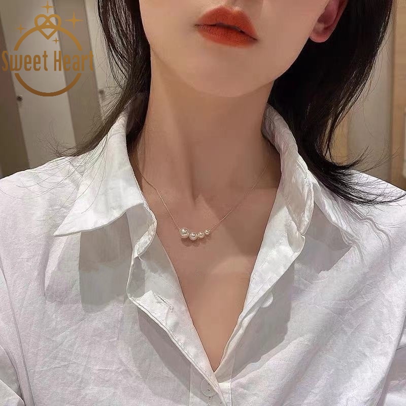 2021 Pearl Necklace Light Luxury Niche Clavicle Chain Summer Sense Necklace Simple Accessories Sweet Heart Jewelry