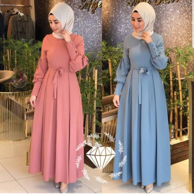 gamis remaja terbaru 2022 lebaran kekinian pesta Kr maxy audi /Baju Gamis Syari Muslim Brukat Wanita