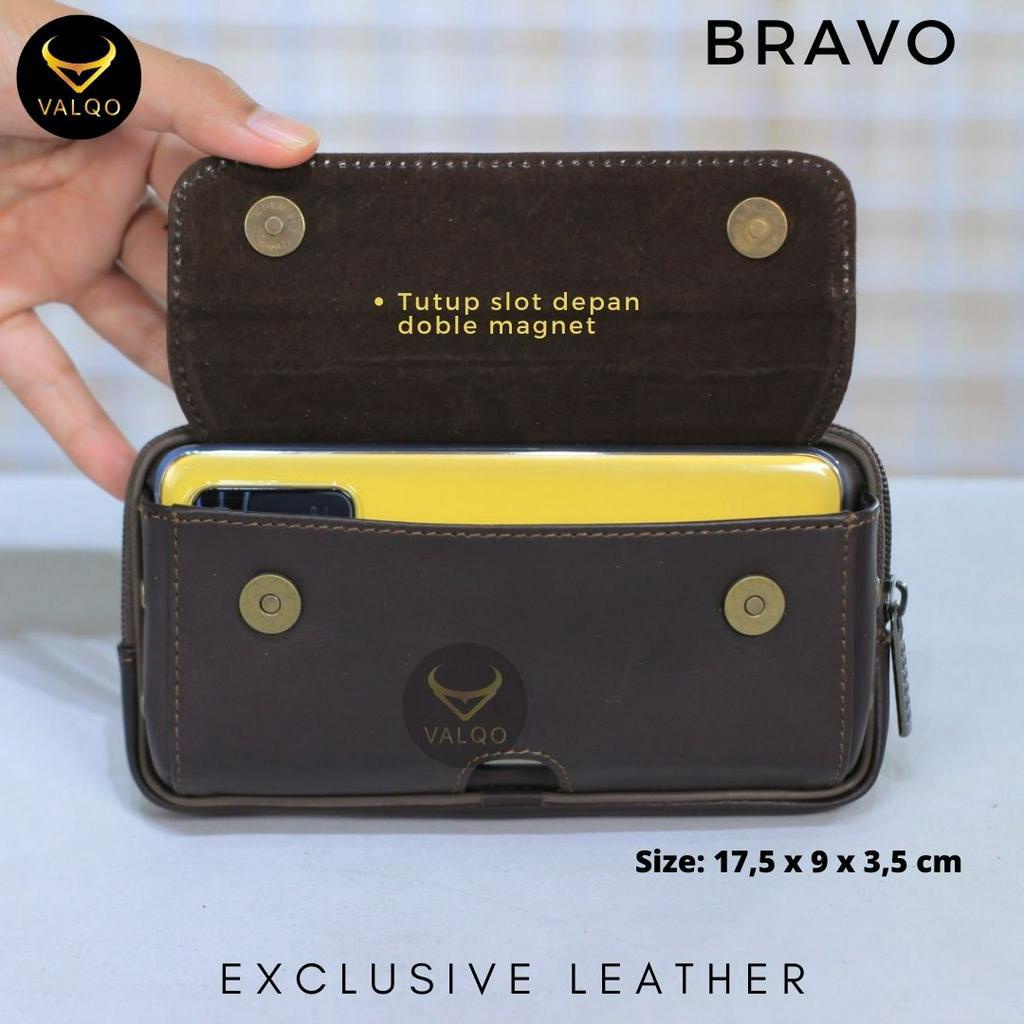 [VALQO] BRAVO Sarung HP Kulit Sapi Asli 2 Slot Muat HP Hingga 6,7 inch Tempat HP Dompet HP