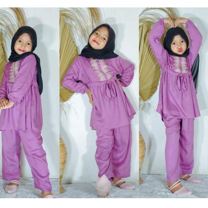 [KODE 3943] SetCel MUSLIM 1-12Th/Setelan Anak/OneSet/SetCel Anak/setelan Baju anak polos renda