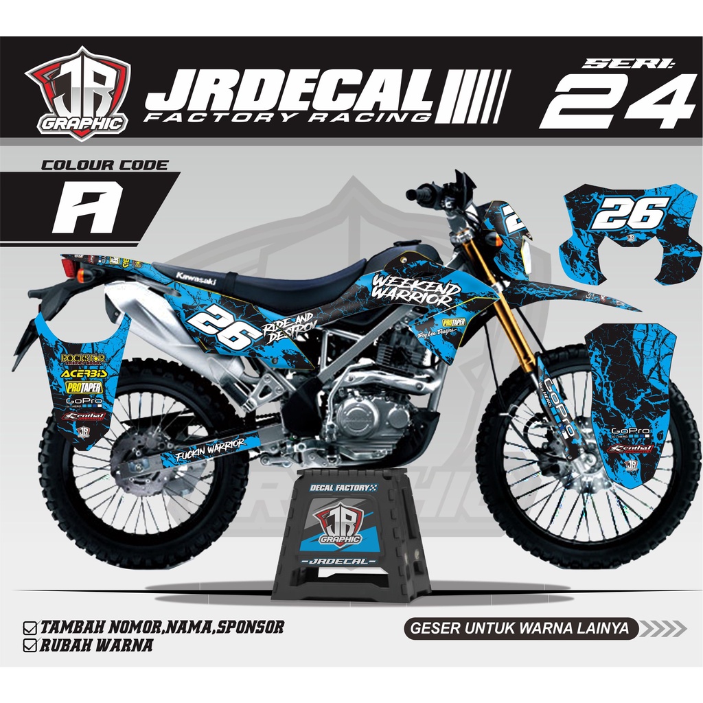 (BISA COD) DECAL KLX 150 BF BERCAK ABSTRAK WEEKEND WARIROR KEREN-DEKAL KLX BF ABSTRAK SIMPLE MURAH-D