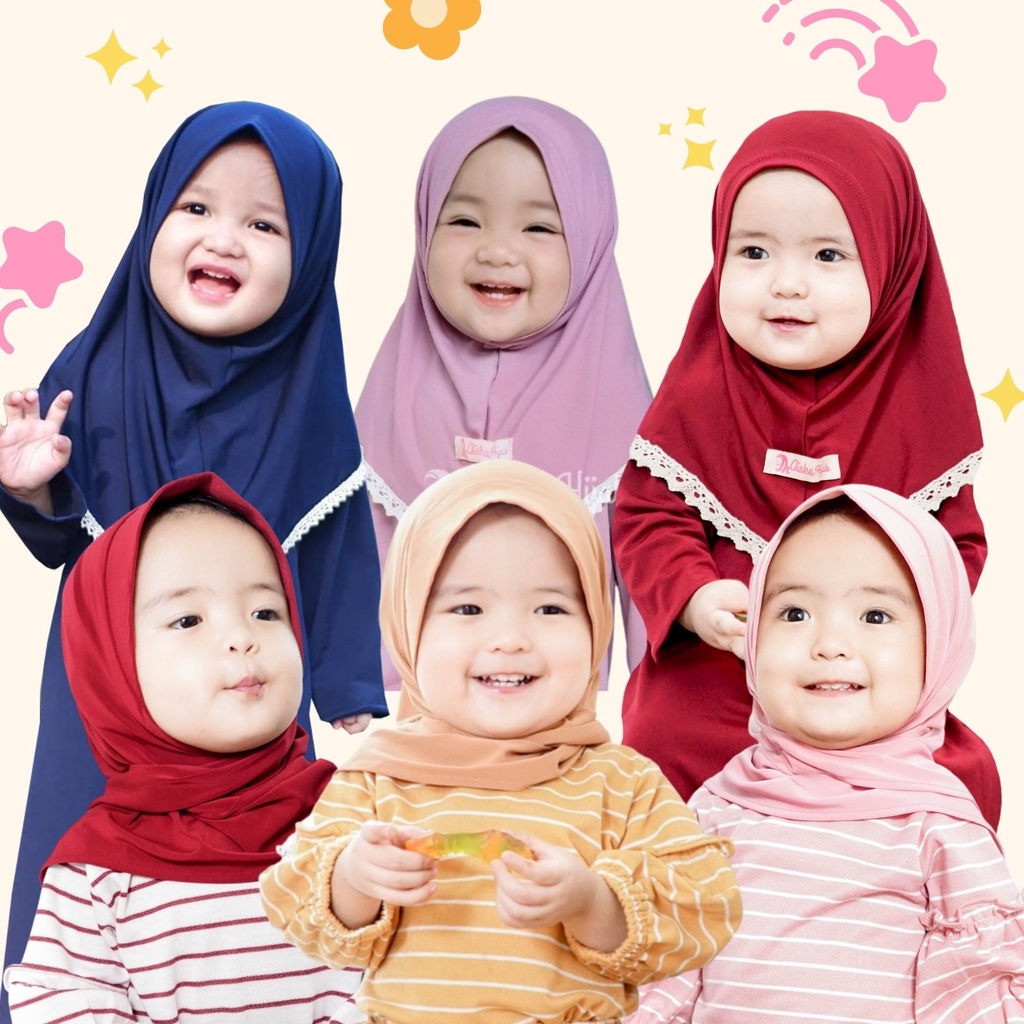 Jilbab Anak Pashtan Alika / Kerudung Instan Anat Daily Lace / Kerudung Anak Perempuan Cantik / Jilbab Anak Perempuan Polos Aiska Hijab Bayi 1-5 Tahun