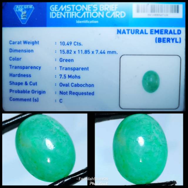 [COD] GREEN EMERALD BERYL OVAL est COLOMBIA + MEMO