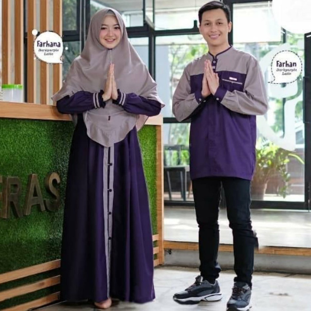 baju couple pasangan radhani set gamis couple keluarga kapelan suami istri kapel pacar lamaran lebaran kekinian terlaris terbaru 2022