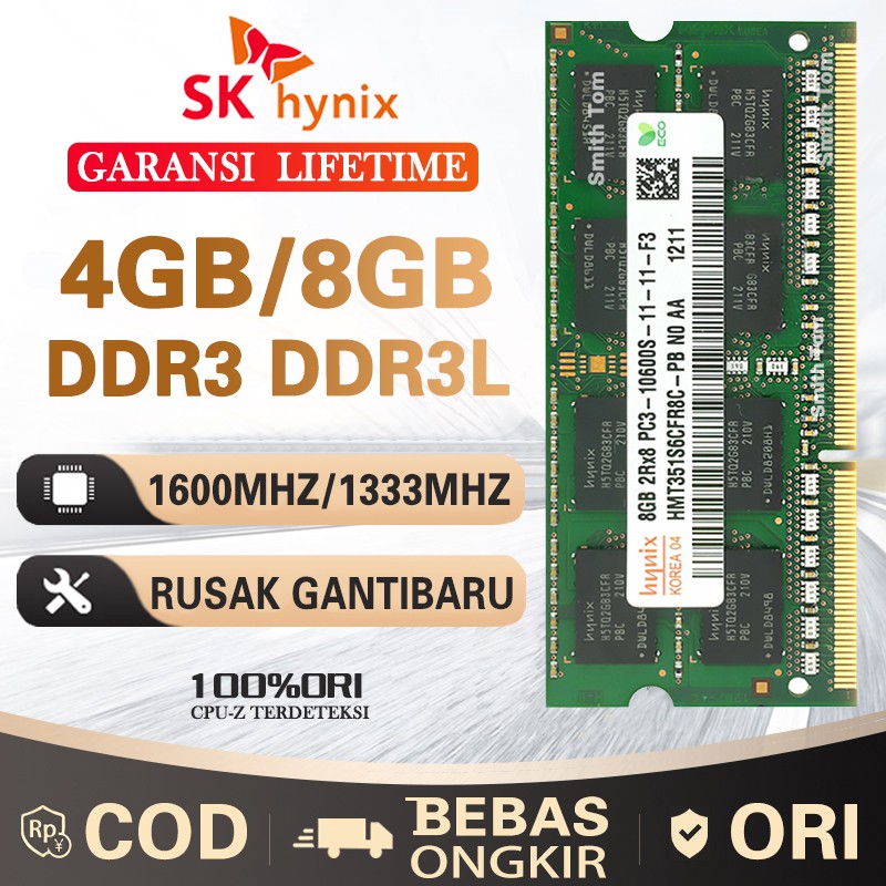 Memory Ram laptop HYNIX SODIMM DDR3 2GB 4GB 8GB 1600MHZ PC12800 1333MHZ PC10600 DDR3L 1600MHZ