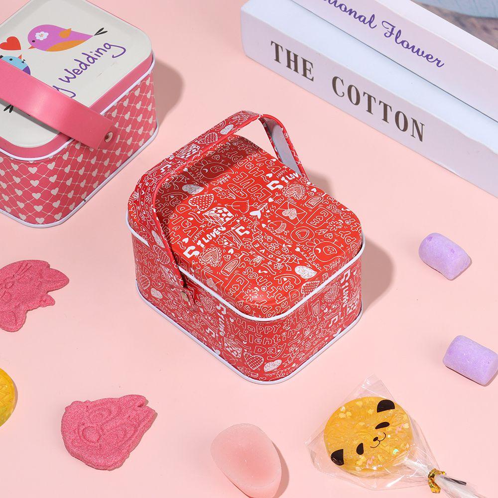 TOP Tinplate Box Gift Cookie Wrapping Dengan Tutup Vintage Hand-held Can