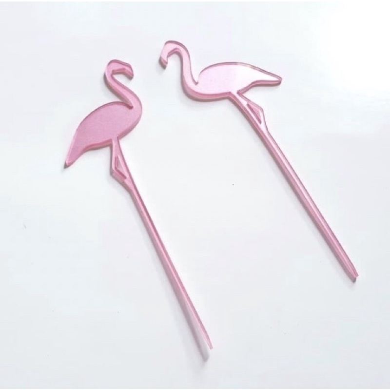 Cake topper/ hiasan kue ulang tahun - FLAMINGO - Topper Akrilic