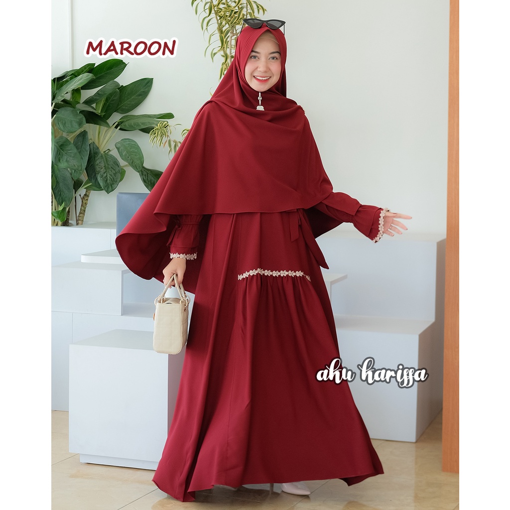 Gamis Aku Karissa Original - Gamis Lebaran Zaina Syari-Maroon