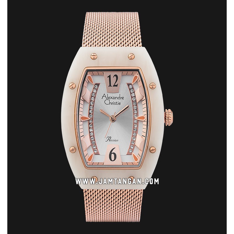 Alexandre Christie Passion AC 2778 LH BRGSL Ladies Silver Dial Rose Gold Stainless Steel