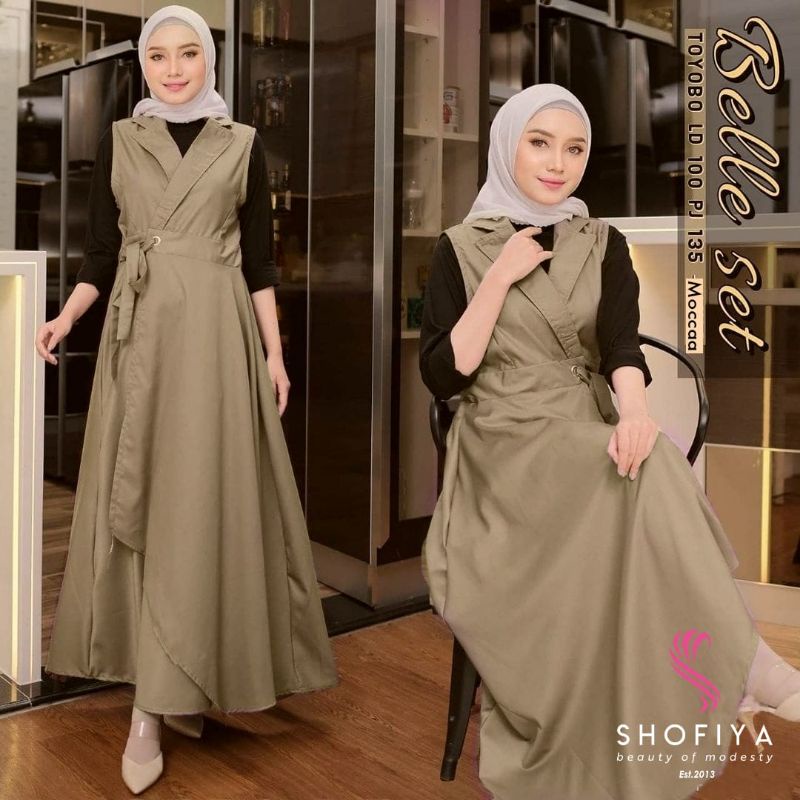 GAMIS SETELAN OVERALL DAN INNER BELLE SET ORI SHOFIYA
