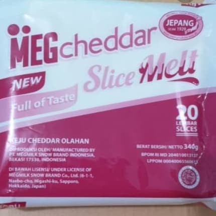 

Keju- Meg Keju Cheddar Slices Melt Lumer Isi 20 Lembar 340Gr -Keju.