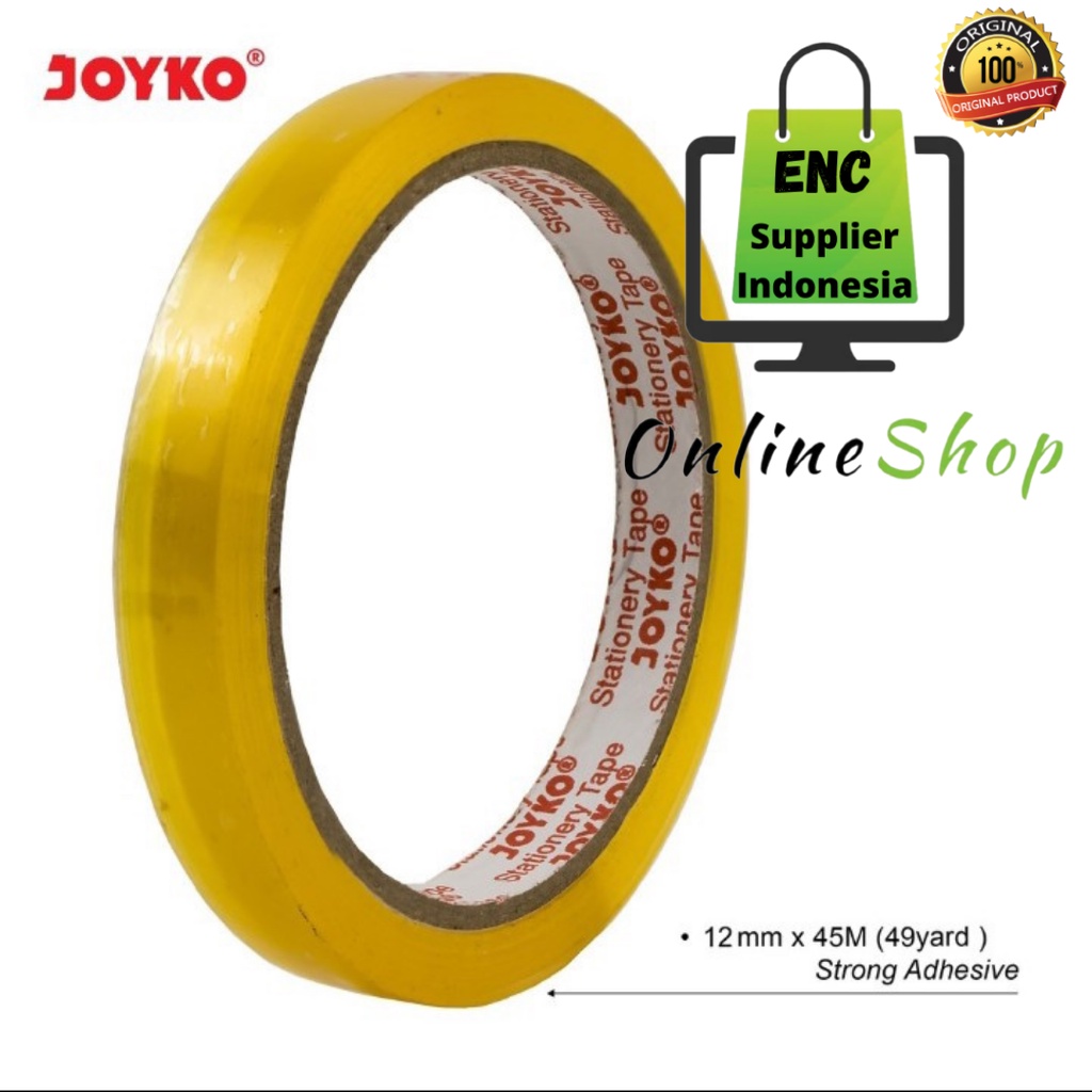 

JOYKO 12 buah isolasi tape 12 mm x 45 m stt31 solasi tip bening tape STT-31 perekat stt 31 1/2 inch per slop - enc.sup