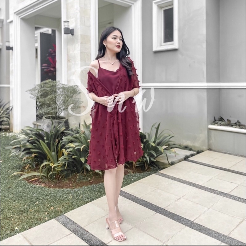 DRESS PESTA MAROON