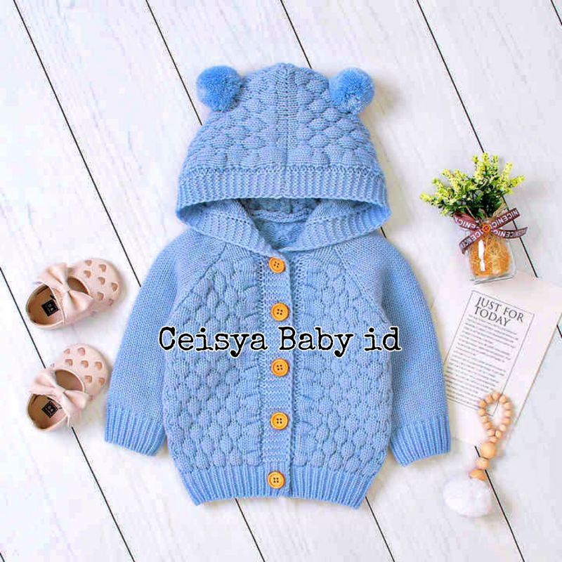 Jaket Mantel Rajut Bayi 3-18 Bulan