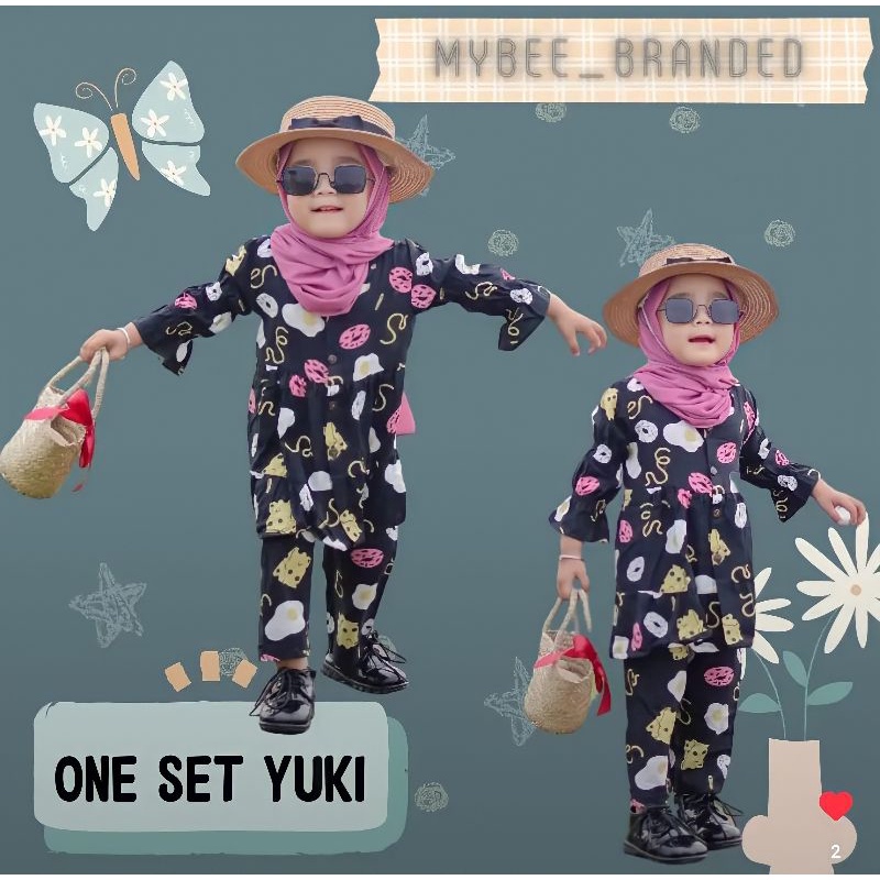 Set Setelan Baju Rayon Anak Perempuan Cewek Lengan Panjang Mybee Yuki Usia 1 2 3 4 Tahun