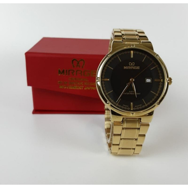 jam tangan pria;MIRAGE M18603bsp-gold~ORIGINAL WATER RESISTANT~STAINLESS