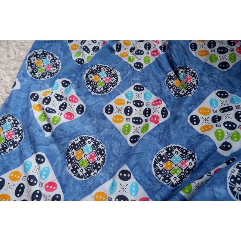 READY Kain Batik Cap Kombinasi Tulis Tolet Motif Ceplok Kawung Abstrak Smoke Navy Muda Premium Handm