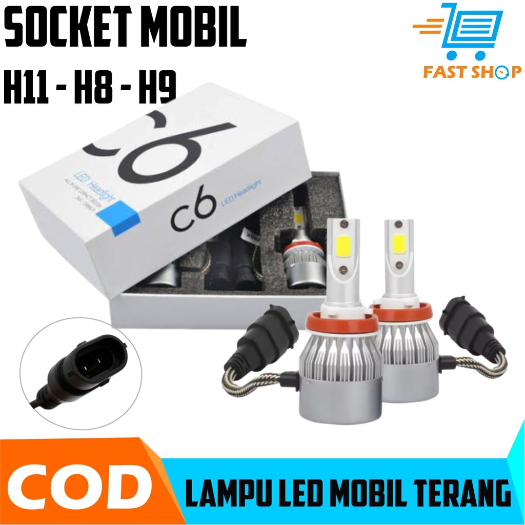 Lampu Led Utama Mobil Super Terang C6 H11 H8 H9 COB 2 Pcs