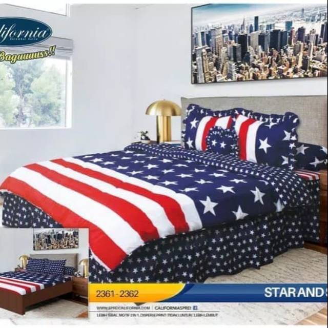 Bedcover California Uk 120x200 Motif Star n Stripe
