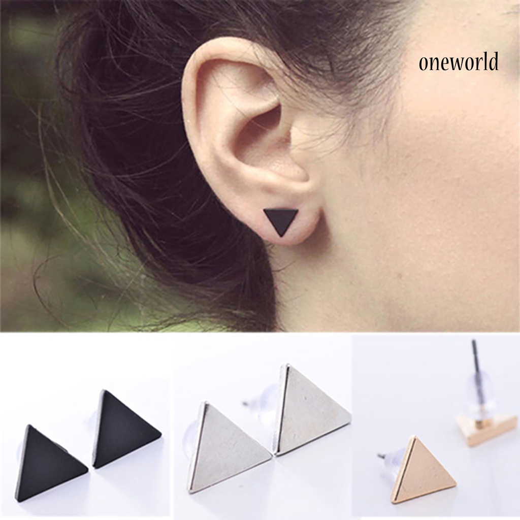 OW@ 1 Pair Ear Studs Triangle Fashion Jewelry Alloy Lady Punk Style Simple Triangle Earring for Dating