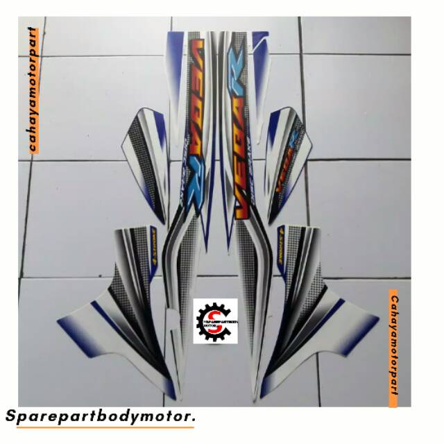Sticker/striping Motor Yamaha vega r / Vega lama, Putih - biru