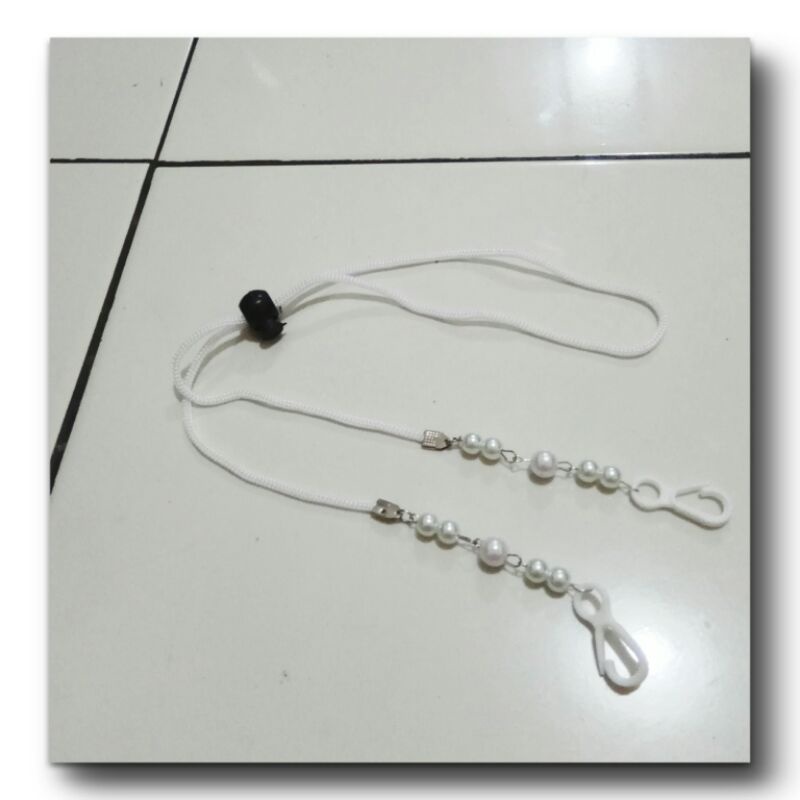 Rully_ Tali kalung masker mutiara talikur 2in1 konektor hijab