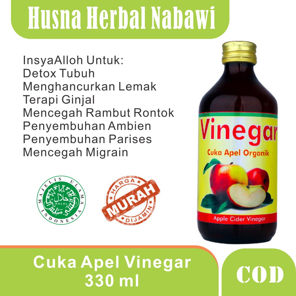 

PROMO VINEGAR Cuka Apel Original Minuman Kesehatan dan Toner Muka Kecantikan isi 330 ml Husna Herbal Nabawi