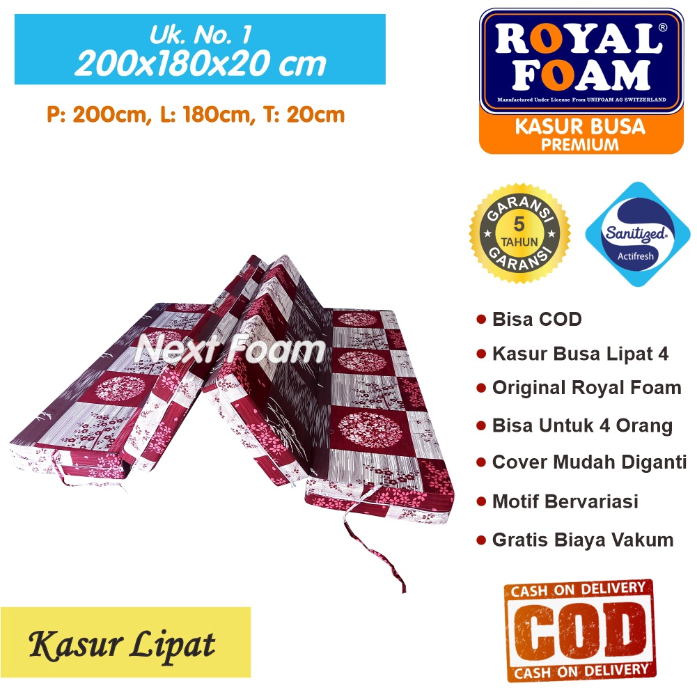 Kasur Busa Lipat Royal Foam Ukuran No 1 200x180x20 cm Tebal 20 cm D16 ORIGINAL Garansi 10 Tahun