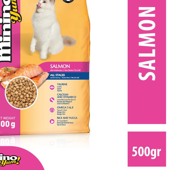 ☞ Minino Yum Salmon Makanan Kucing Kering 500 gr ○