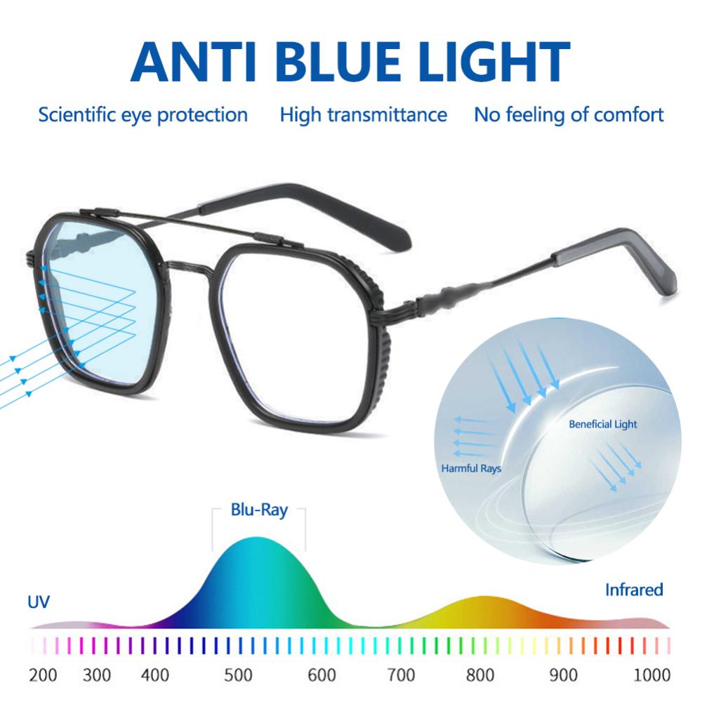 Timekey Kacamata Frame Kotak Oversized Anti Blue Light Gaya Retro Untuk Priawanita K9U3