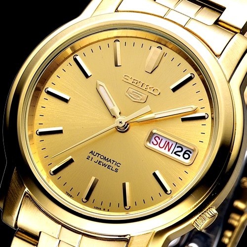 Seiko 5 SNKK76K1 Automatic Full Gold Coating | Jam Pria SNKK76