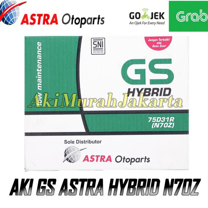 Aki Mobil Mitsubishi Pajero Jeep GS HYBRID N70Z ASTRA (Aki Basah) 75Ah