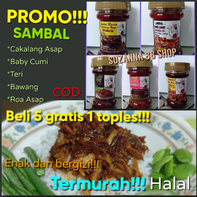 Promo : Sambal,baby cumi , teri, teri medan ,cakalang asap, Bajak Tongkol, Roa, bawang