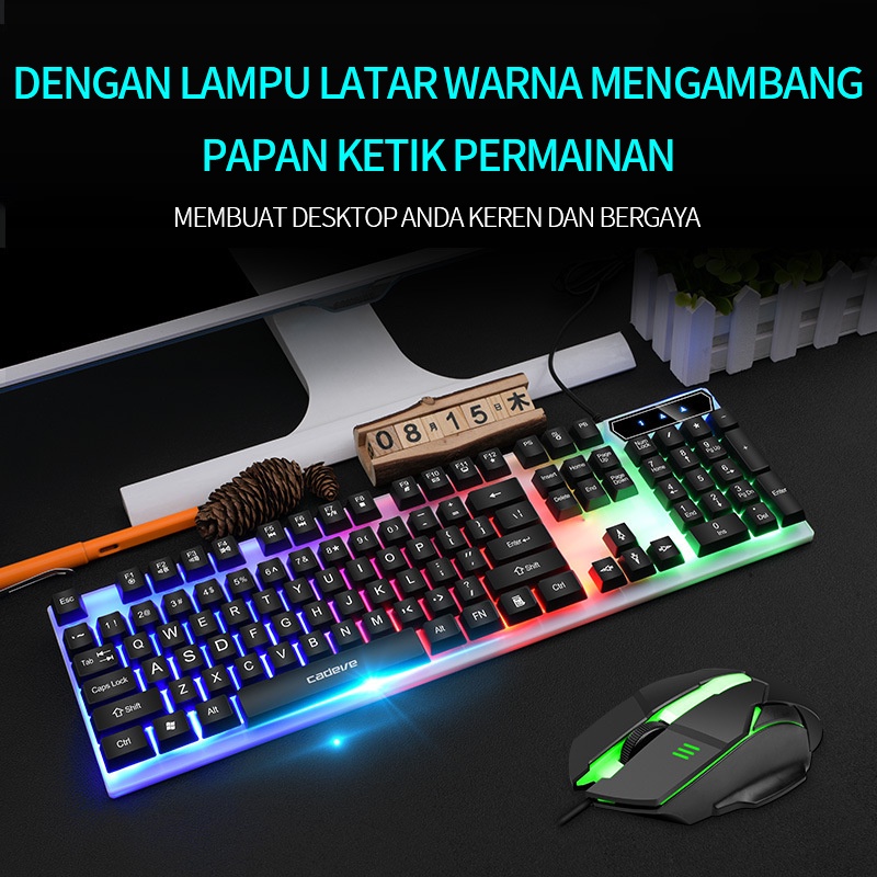 Keyboard Dan Mouse Gaming Set Cahaya Warna-warni Keyboard Cadeve9122/Set Keyboard dan Mouse Kabel Rumah Tangga Kantor Bisnis Yang Modis ZGB Q9