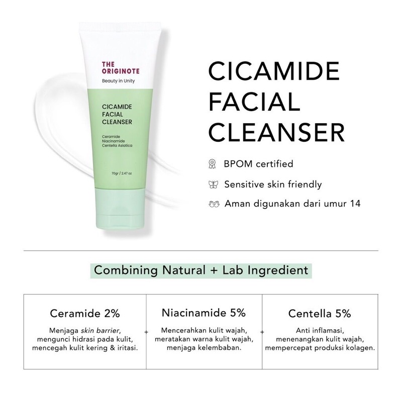 ✨Up Your Look✨ The Originote Cicamide Facial Cleanser wash sabun wajah ceramide niacinamide pelembab