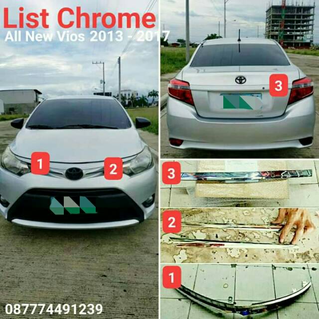 Paket Chrome Grill Depan List Bagasi All New Vios 2013 2014 2015 2016 2017