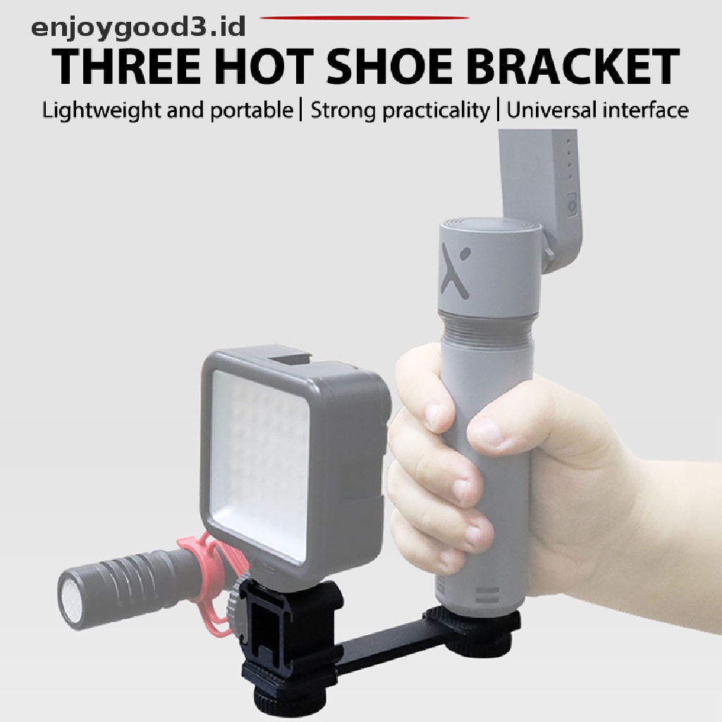 (Id) 3 In 1 Bracket Adapter Hot Shoe Mount Stand Holder Kamera