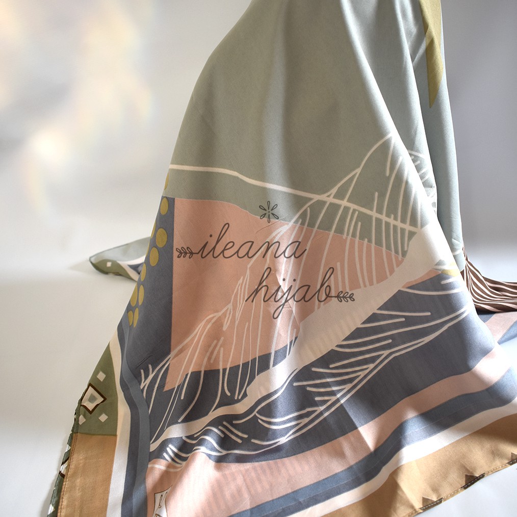 Jilbab Katun Satin Segi Empat Motif Hijab Square