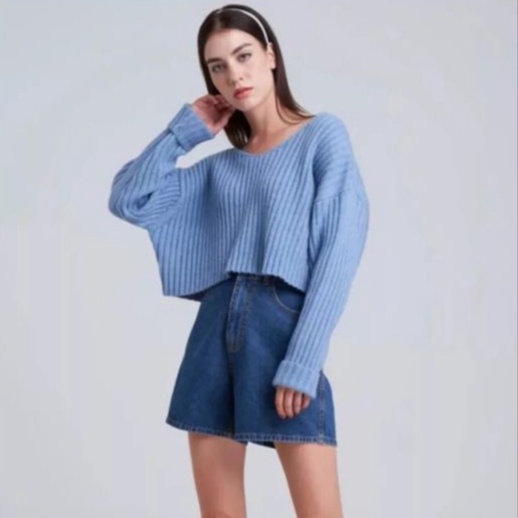 ATASAN RAJUT WANITA KOREAN STYLE TOKUDAI CROP KNIT SWEATER,KARDIGAN KROP PREMIUM