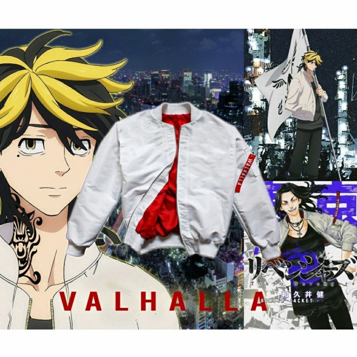 ⭐BISA COD⭐ Jaket Valhalla Bomber|Jaket valhala Anime|Valhalla Tokyo Revengers - Putih, M