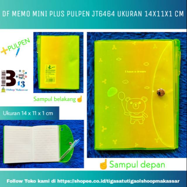 

BUKU MEMO MINI PLUS PULPEN JT6464 14x11 CM