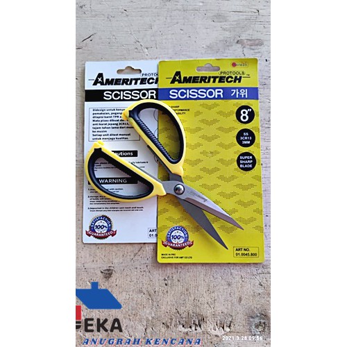 

Gunting Serbaguna Scissor AMERITECH 8 Inch | Gunting Kertas Dapur Kain TERMURAH EKA