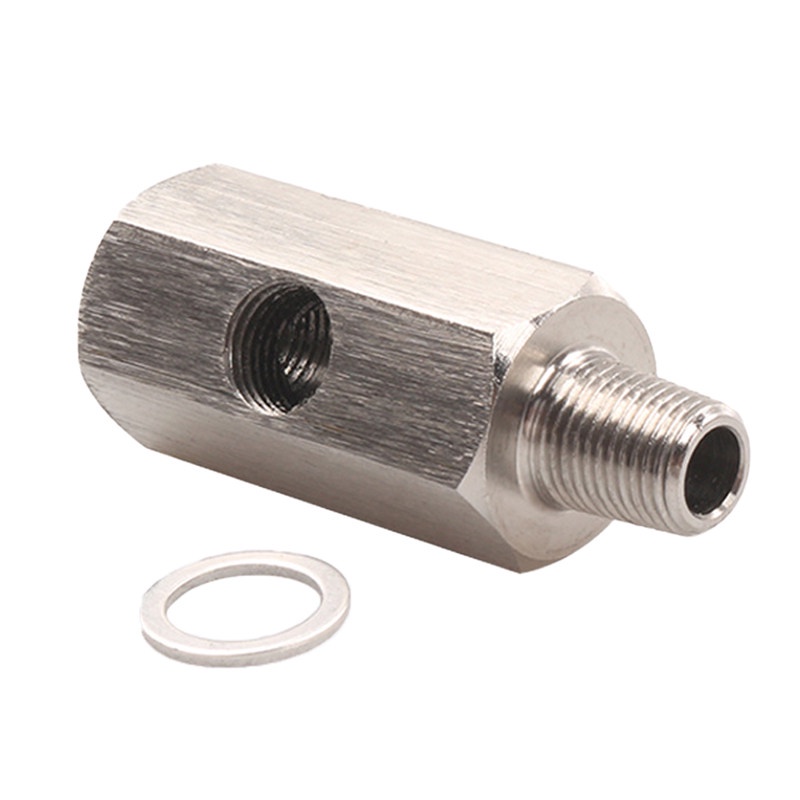 TK 1/8&quot; NPT Female To M10X1.5 Oil Pressure Sensor Feed Line Gauge Tee Adapter Stainless Steel