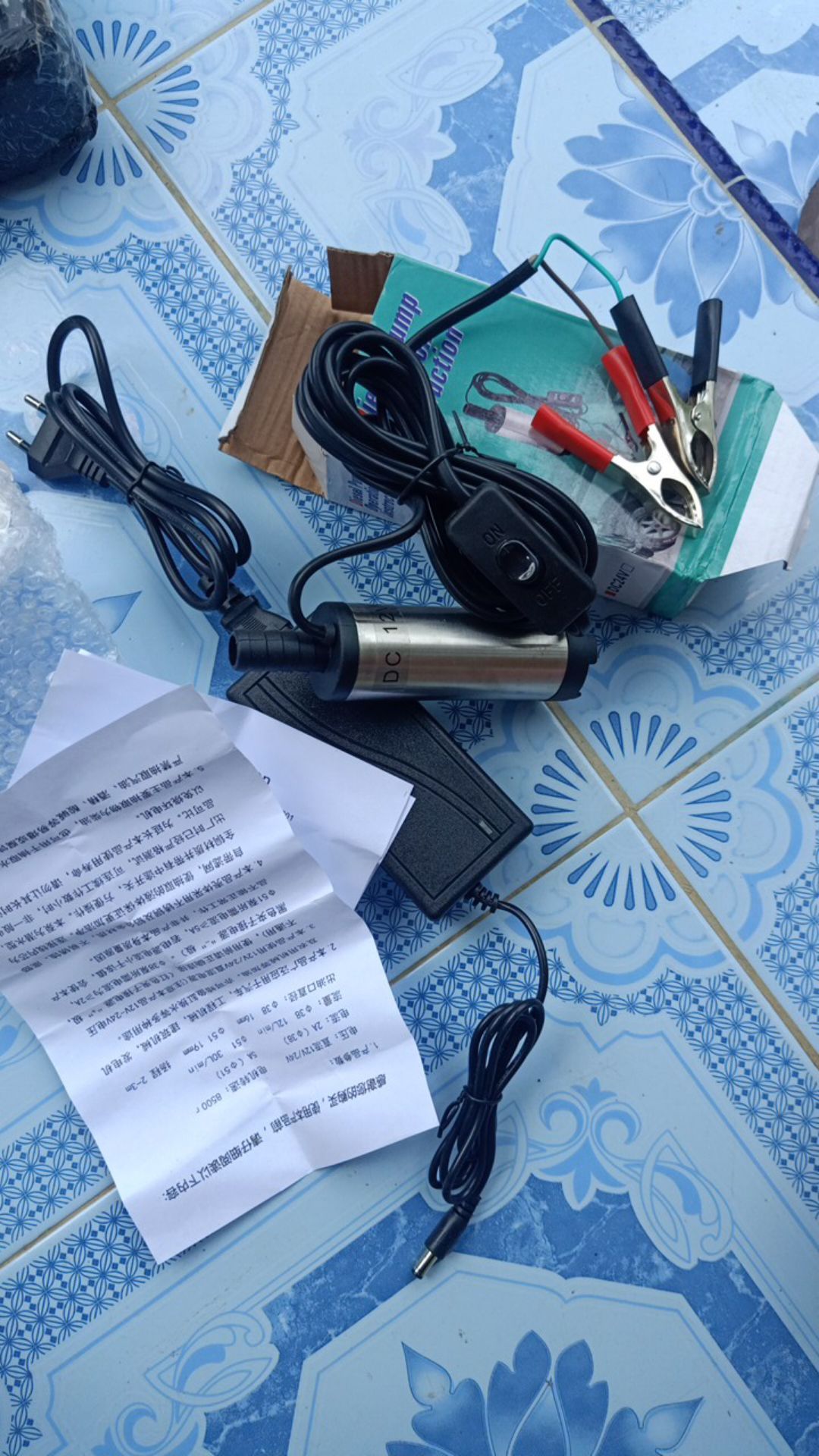 Pompa Air Celup Mini Diesel 38mm Plus Adaptor 12v 5a