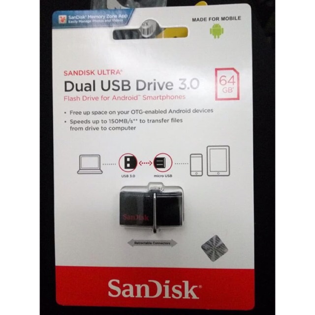 SANDISK OTG 64GB ULTRA DUAL USB DRIVE 3.0 FLASHDISK FOR ANDROID Smartphone